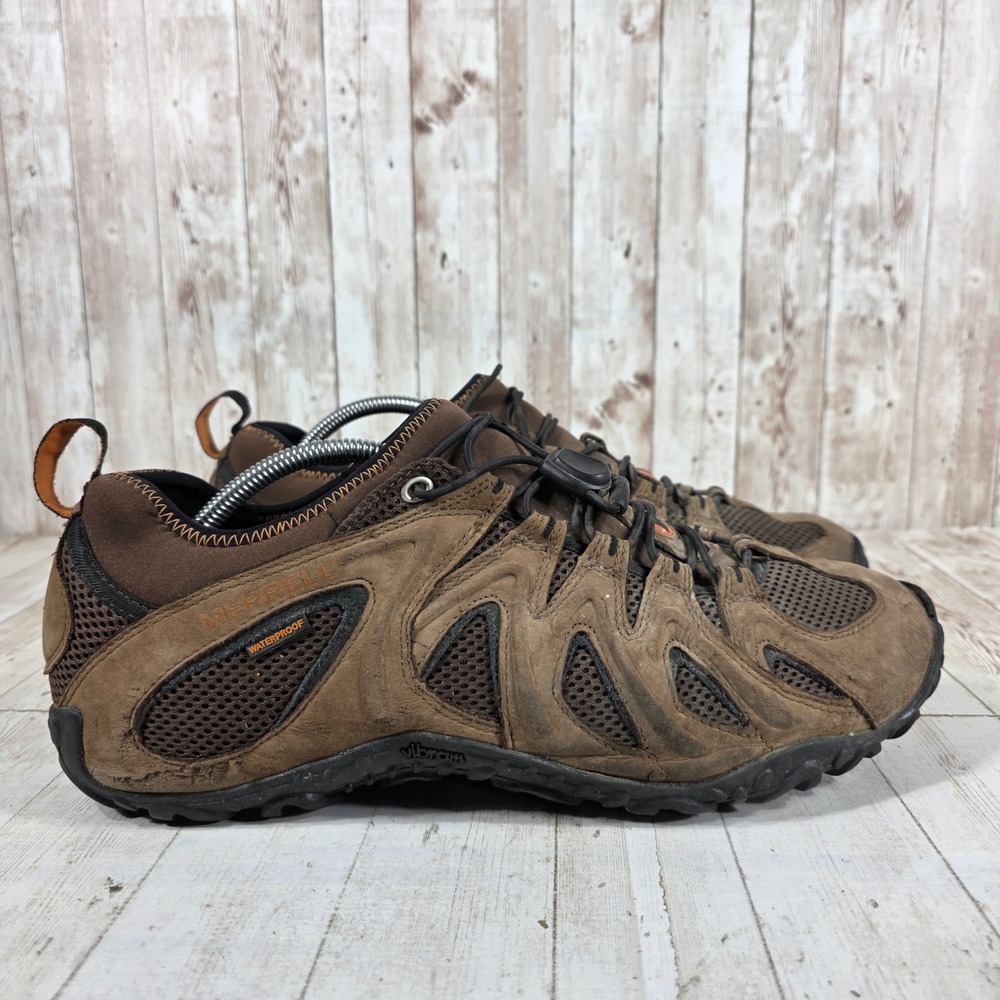 Merrell Waterproof Hiking Shoes Mens EU 44 Brown Suede Vibram Trail Sneakers
